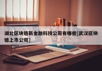 湖北区块链新金融科技公司有哪些[武汉区块链上市公司]